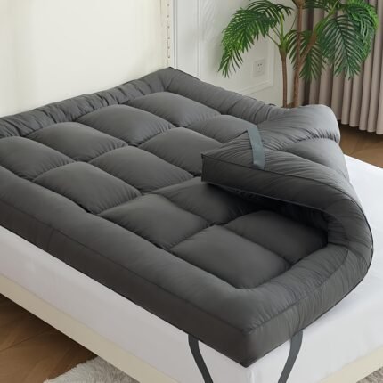1200 GSM Overfilled Cooling Extra Thick Mattress Topper- Mesh Structure Construction, Down Alternative Filling, Suitable For Back To School, Hotel