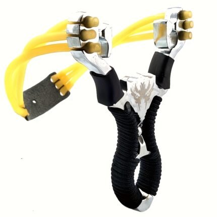 [High-Power Slingshot] Durable Aluminum Alloy Slingshot with Ergonomic Grip - High-Power Outdoor Throwing Tool for Precision Shooting and Fishing, Black and Yellow Design