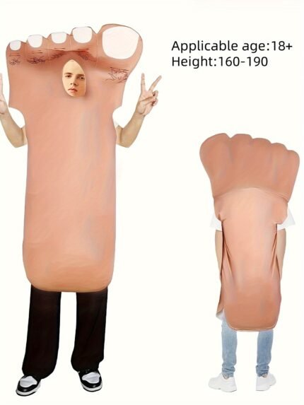 [Playful Toe Costume] Stretchy Large Toe Costume | Playful Party Outfit for Men and Women, Perfect for Halloween, Birthdays, and Carnivals, Unique Gift Idea, Regular Fit, Festive Attire