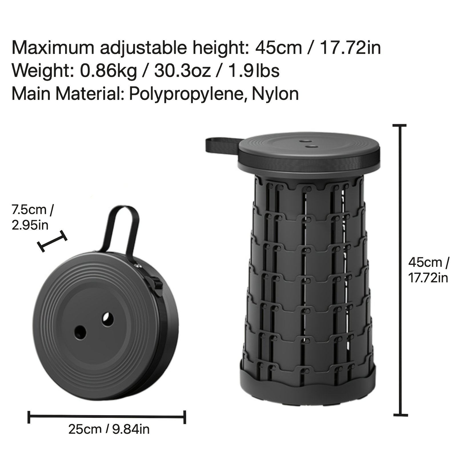 c0c25376-79ce-4876-b7bf-1aa3d35c4335.jpg 1pc Heavy-Duty Adjustable Height Folding Stool/Chair with 8-Level Height Adjustment, 100kg/220lbs Weight Capacity, Lightweight Portable Outdoor Stool with Ergonomic Seat & Non-Slip Feet for Camping, Hiking, Fishing, BBQ - Compatible with Smartphones/Tablets (Black, H Purple, Orange) - Ideal for Adults & Teens, Foldable Camping Stool, Portable And Adjustable Folding Stool, Light Weight Portable Stool, Camping Stool Folding, Foldable Stool For Travel, - Image 1