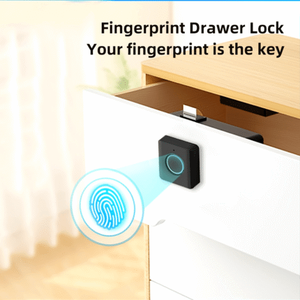Smart Fingerprint Drawer Lock, Keyless Opening, Compact and Stylish Design, Easy Installation for Home Cabinets, Shoe Cupboards, File Cabinets, Double-Opening Drawers, Suitable for Wooden Cabinets DIY, Powered by AAA Battery