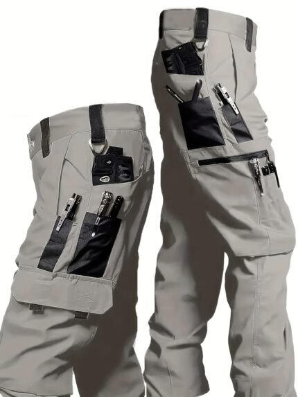 Men'S Durable Multi-Pocket Tactical Cargo Pants - Breathable Stretch Fabric, Zippered Compartments, Ideal for Hiking, Camping, Fishing, Hunting & Cycling - All-Season Outdoor Workwear, Hiking Pants