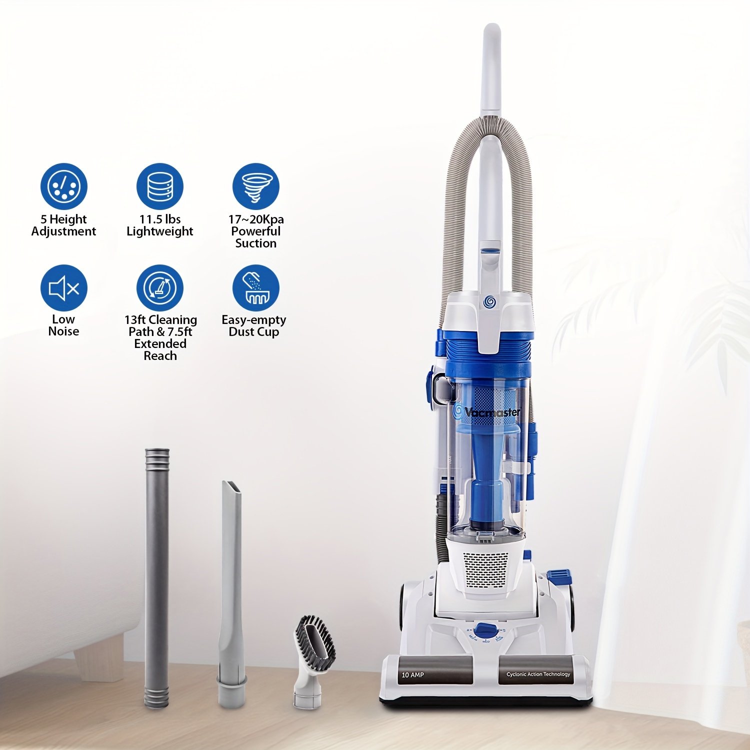 c1eb1b34-556c-40e8-801b-1f3fd8a4e8ba.jpg Upright Vacuum Cleaner Power Suction Bagless Vacuum Cleaner Portable Floor Cleaner with 20ft Cord & 13 Inch Cleaning Path for Carpet, Hard Floor And Pet Hair - Image 1