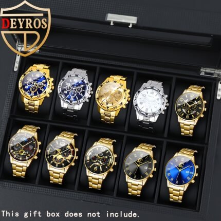 10pcs/ set Men Watches Sets, Fashion Casual Watches for Men Analog Alloy & Faux Leather Quartz Mens Watches, Multiple Color Combinations Men Watch, Ideal Choice for Gifts Wrist Watch, Reloj Para Hombre.