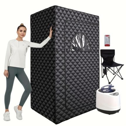 Portable Steam Sauna Box For Home One Person Full Body Sauna Spa With 3L 1200W Steam Generator, Remote Control, Foldable Chair, Home Sauna Tent For Gym, Yoga, Pilates