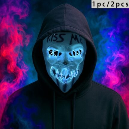 2pcs/1pc - Scary Glowing Masks Kissme Masks - Pink/Red/Blue/Fluorescent Green - Requires a Starte