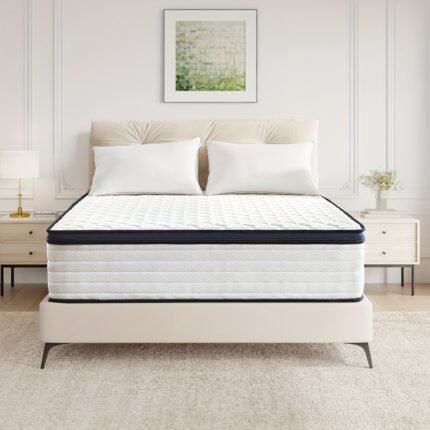Hybrid Mattress 10"/12"/14" Mattress - Memory Foam & Pocket Springs, Pressure Relief, Medium Firm Comfort, Motion Isolation, Ideal For All Sleep Positions, Individual Coil System For Perfect Support