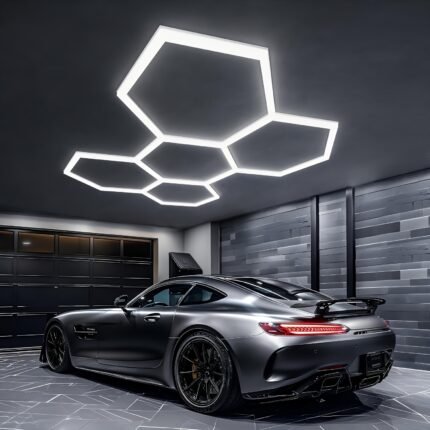 Hexagon LED Garage Light 24 Pack Updated Bigger Size, 26400LM Super Bright Car Detailing Ceiling LED Shop Light For Warehouse Workshop Gym Basement Car Care Wash Room