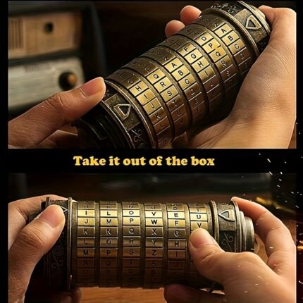 Unique Valentine's Day Gift Da Vinci Code Mini Cipher Box Locking Puzzle Box with Hidden Compartments, Heavy Solid Metal Novelty Birthday Gift, Large Enough for Notes, Bills, Rings, Jewelry, Day Fun Creative And Romantic Birthday Gift for Her!
