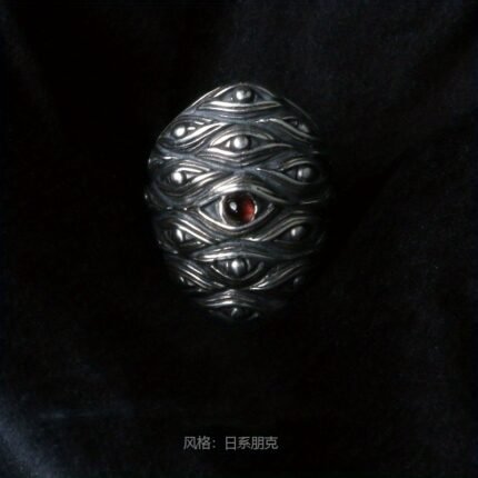 1pc Chiba Retro Hundred Eyes Monster Ring - Vintage Gothic Men's Jewelry with Intricate Eye Motif & Synthetic, Dark Fantasy Nightclub Accessories, Durable Metal Statement Ring for Bold Style, Nightclub Jewelry, Embellished