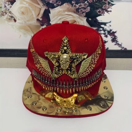 Hip Hop Punk Riveted Baseball Cap, Unisex Street Dance Duckbill Hat, Casual Style, 100% Polyester, Lightweight, Adjustable Size