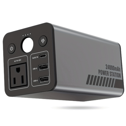 100W Portable Power Station with AC Outlet, 24000mAh/88.8Wh High-Capacity Battery, 110V/220V Dual Voltage, Compact & Lightweight Design for Camping, Home, Office, and Outdoor Use, Portable Charger
