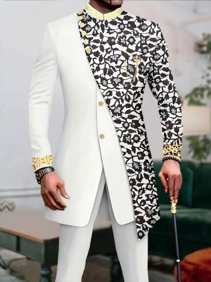 Men's Casual Long-sleeved Two-piece Suit, Mid-length Top And Trousers