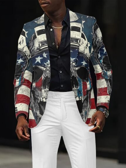 Men And Women Slim Fit Nightclub Style Single Layer Thin Suits Blazer, Fashion Western-style Clothes Autumn And Spring Party Digital Printed Jacket for Men Hip Hop Outerwear Suit, Excluding Pants., Party Wear, Nightclub Outfit, Westernstyle Blazer, Trendy Fashion, Premium Finish, Lightweight Fabric, Stylish Outerwear, Unisex Blazer, Young Professionals, Urban Style