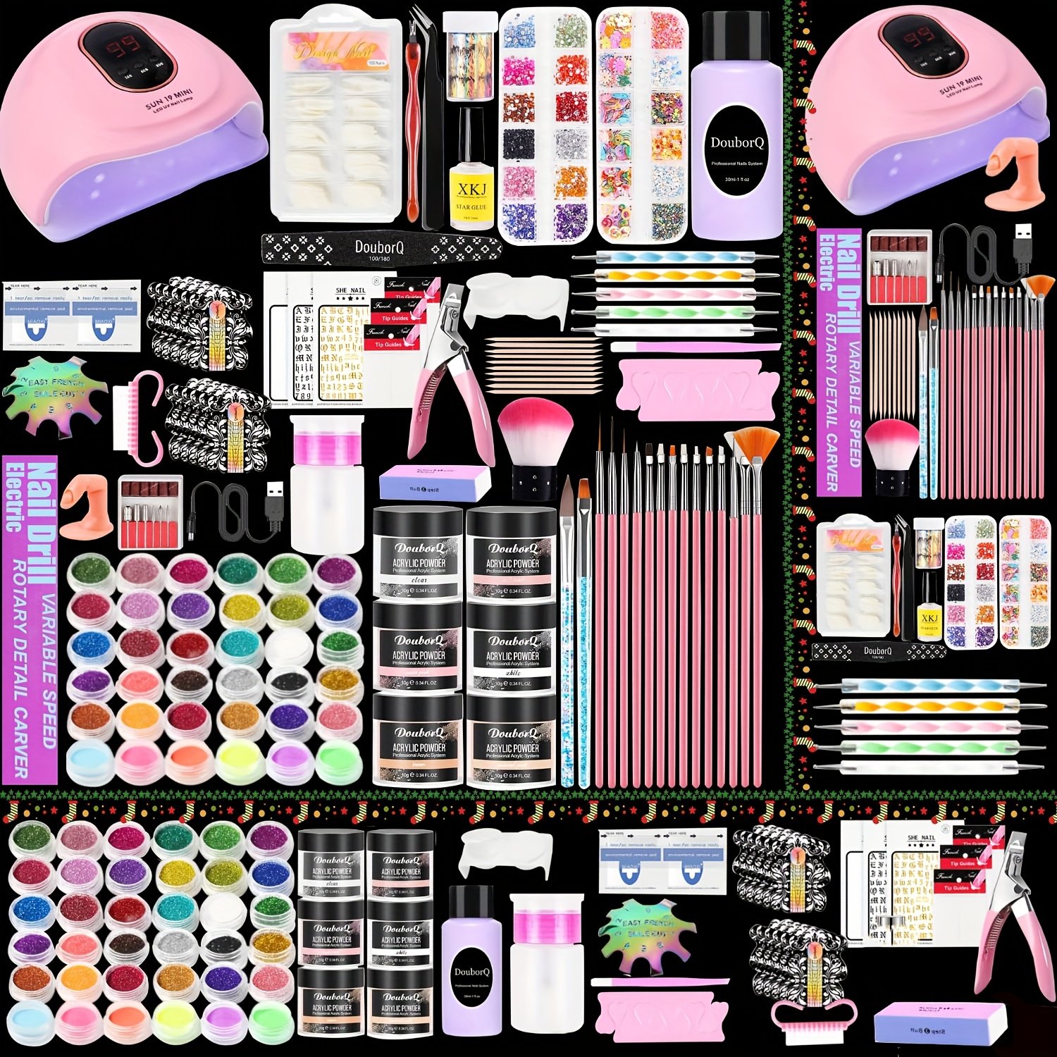 cbed5c49-0c00-439b-8583-384609c2cb13-1.jpg Acrylic Nail Kit with Drill And U V Light Full Nail Kit Set Professional Nail Starter Kit for Beginners Acrylic with Everything - Image 1