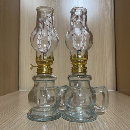 2-Pack Glass Kerosene Lanterns - Decorative Oil Lamps for Tabletop, Ambient Horse Light, Vintage Style Outdoor Camping Lights, No Electricity Needed