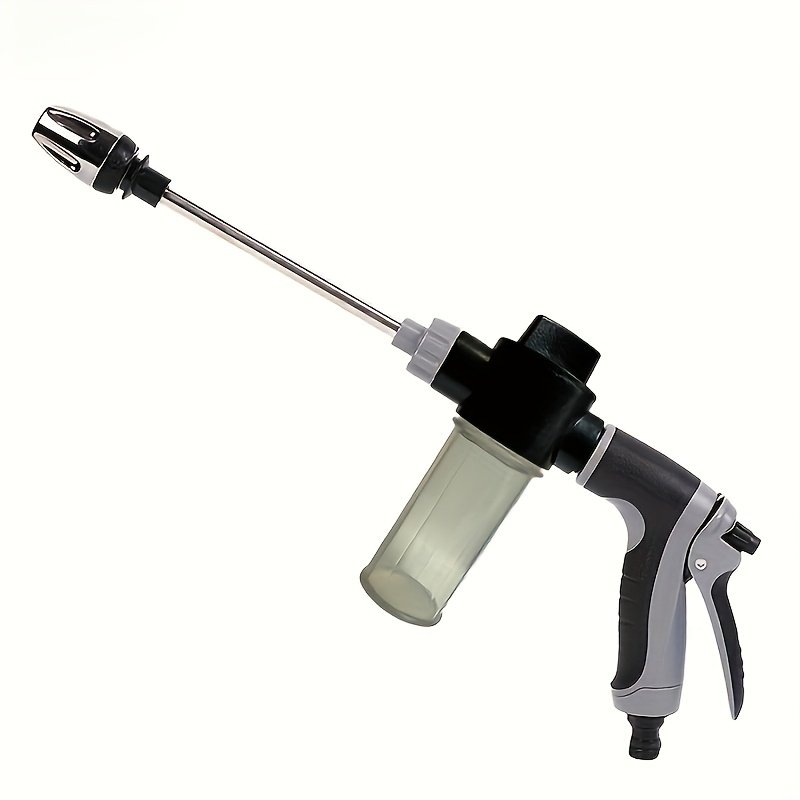 cc1c37b7-55cd-4fd4-a6d4-ed3d0966b237.jpg 1pc Portable High-Pressure Hose Spray Gun with 3/4" and 1/2" Quick Connect Adapters, Adjustable Thick Rod Spray, Multi-Functional Garden Hose Nozzle for Car Washing and Pet Cleaning, Pet Washing Hose | Adjustable Spray Pattern | Durable Plastic Construction, Hose Spray Gun - Image 1