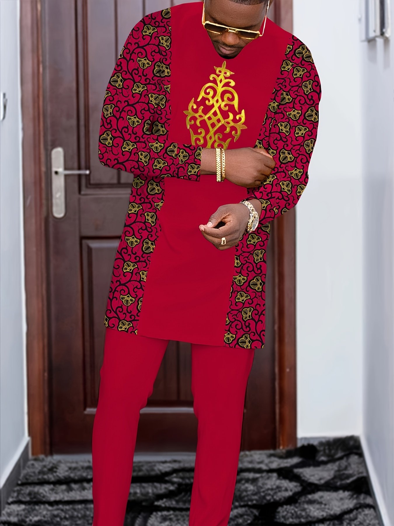 ccbce914-0b1a-487a-acd0-05a5feeeab44.jpg Men'S Casual Long-sleeved Two-piece Suit Mid-length Top And Trousers - Image 1