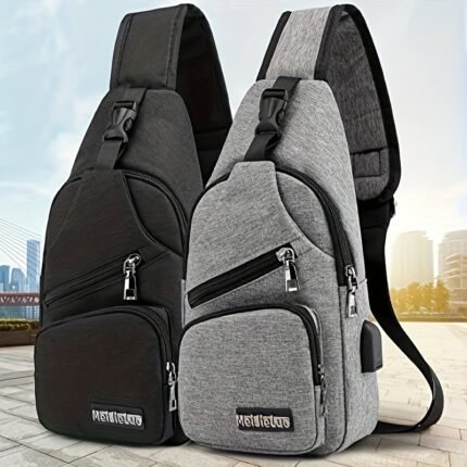 1pc Durable Oxford Cloth Crossbody Bag for Men & Women - Adjustable, Lightweight Shoulder Messenger with Multiple Pockets, Zippered Compartments & Padded Strap for Travel, Work, College - Black & Gray Options, Travel Bag