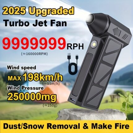 Portable turbojet hair dryer -4 speed wireless dust collector handheld cooling turbofan, personal cooling fan with battery USB-C charging, suitable for dust, snow, camping, keyboard cleaning - the ultimate small tool gift for men