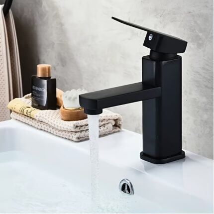 Washbasin hot and cold faucet, bathroom sink square single-hole faucet, plastic material