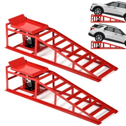 2 Pack 10000lbs Hydraulic Car Ramps 5T 10000lbs, Heavy Duty Hydraulic Vehicle Ramps Lift Ramp, Portable Car Ramps For Oil Changes, Car Lifts For Home Garage, Vehicle Auto Garage Repair