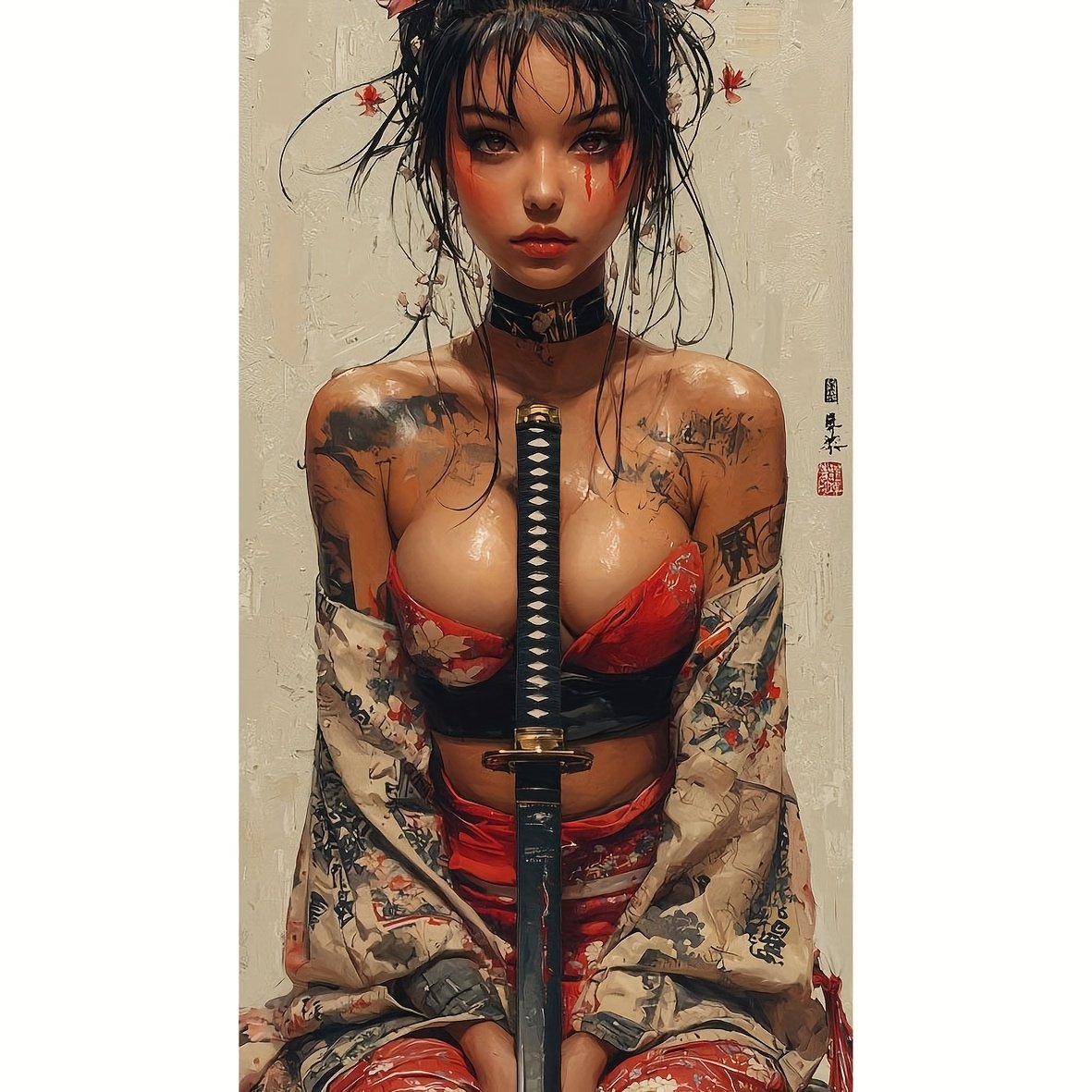 cdeeb3b6-2441-44fb-a3f4-a2ade7ddd7aa.jpg 1pc Vibrant Anime-Style Diamond Painting Kit - Japanese Beauty Woman with Sword, Full-Circle Mosaic Art for Beginners, Sparkling Colors, Unframed, 15.7x27.5in, DIY Home Decor & Gift, Home Decoration | Vibrant Wall Art | Detailed Design, Diamond Painting Kits - Image 1