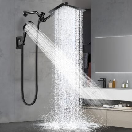 High Pressure Shower Head Combo - Heavy-Duty Stainless Steel Rainfall Shower System with Handheld Spray, 3-Way Diverter Valve & 6ft Hose - Anti-Clog Nozzles, Easy Installation for Modern or Traditional Bathrooms - Luxury Bathroom Upgrade, Sleek Design, Premium Finish, Home Renovation