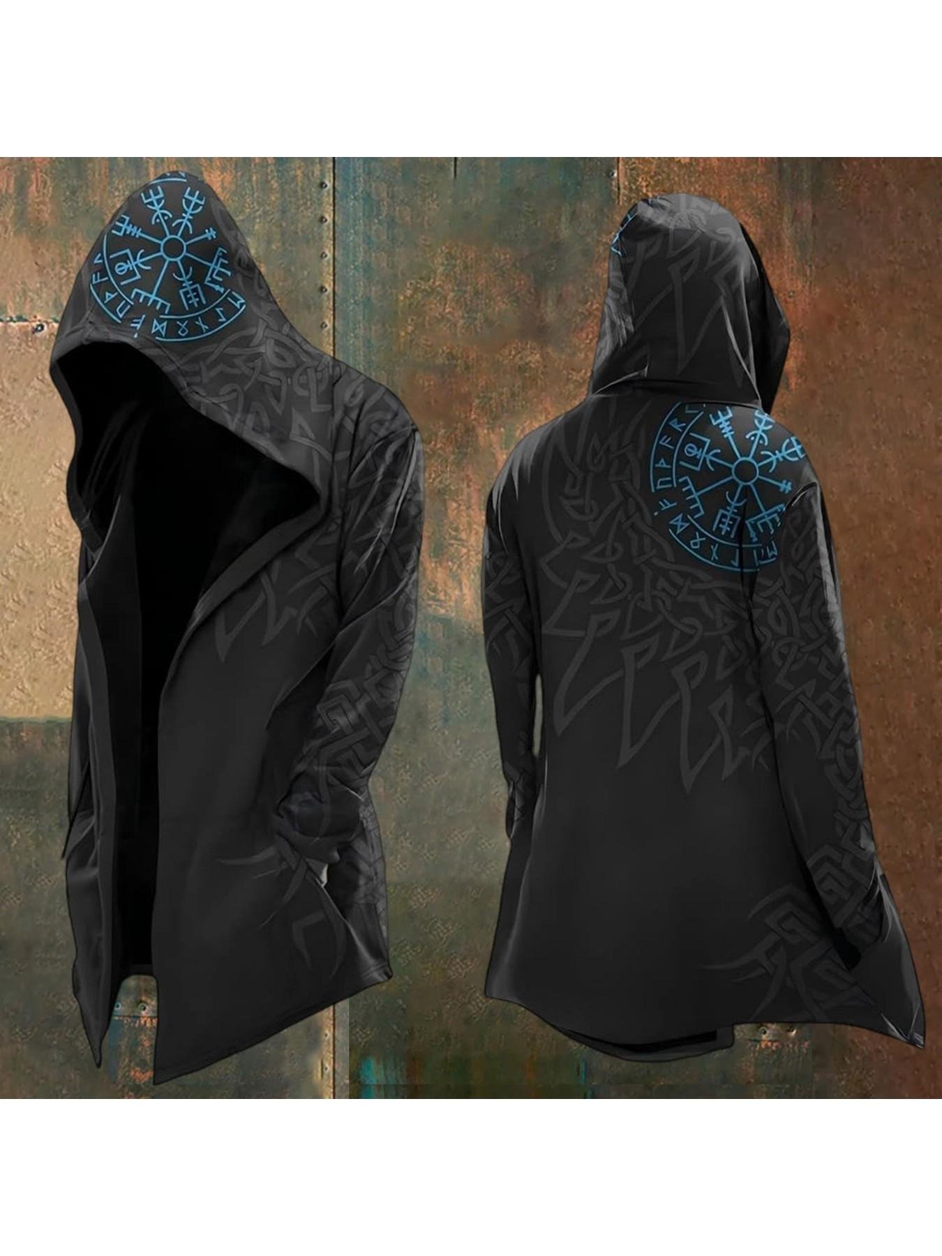 cf984a37635d2fbb1216edc968e071e3.jpeg Men'S Gothic Hooded Cardigan Coat - Vintage Halloween Costume with Zipper Closure, Full-Length Hooded Sweater for Cosplay, Themed Parties - Fall/Winter Outerwear (Black/Blue Accent) - Easy-Care Fabric, Goth Hoodies, Streetwear Fashion, Retro Aesthetic, Durable Construction, Statement Piece, Alternative Style, Fall Outerwear, Streetwear Fashion, Highquality Material, Cosplay Enthusiasts - Image 1