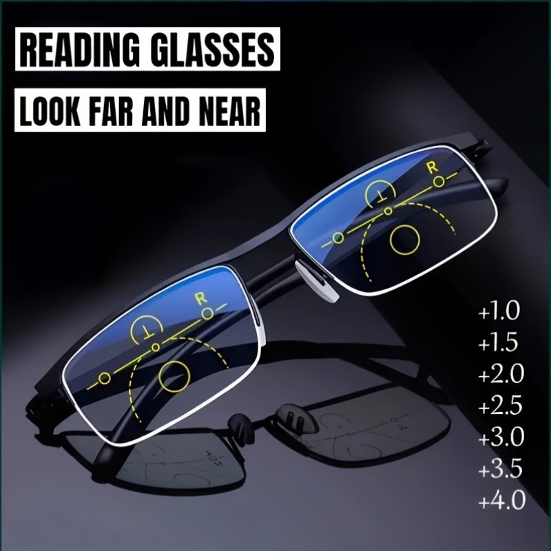 d10877b0cd8188ac44962347a021a857_1747068614695.jpg 3-pair Two-in-one Progressive Multi-focus Metal Half-frame Reading Glasses Classic Fashionable One-lens Two-purpose Three-color Random Matching - Image 1