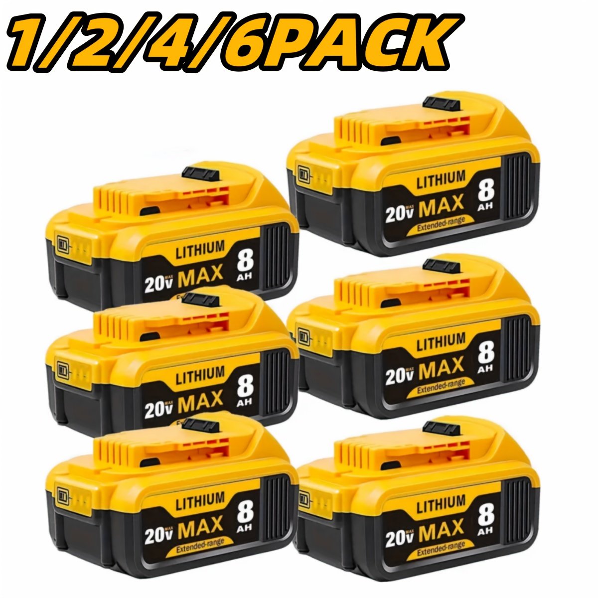 d174e066-faf4-40b3-a236-f68921da7618.jpg 8.0Ah 20V Lithium-Ion Replacement Batteries for Dewalt Cordless Tools - Compatible with DCB200, DCB205, DCB206 & More, Workshop Equipment, Power Tool Accessories, Durable Construction, Tool Accessory, Longlasting Charge, Highcapacity Battery, Rechargeable Battery Pack, Tool Battery Pack - Image 1