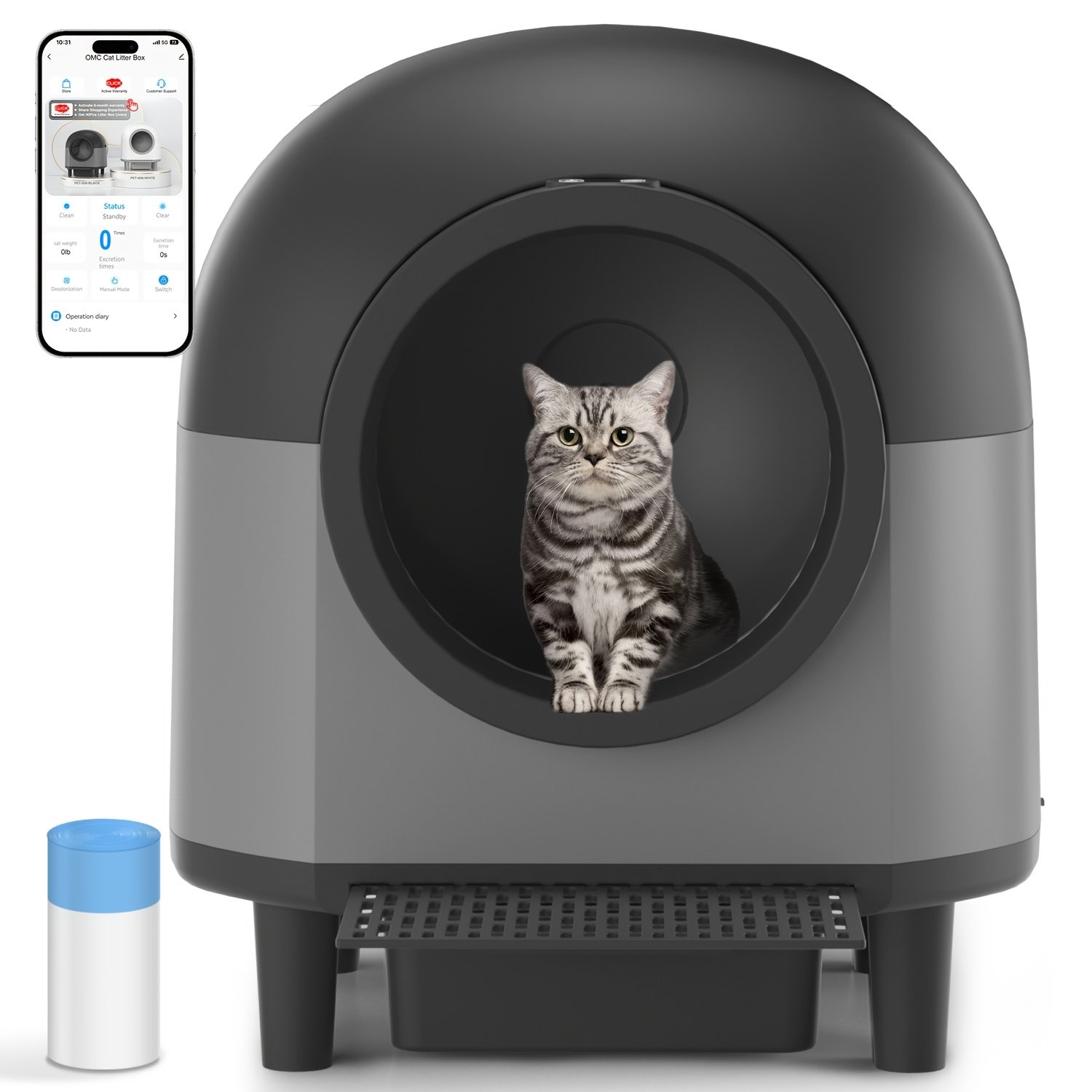 d1b842fa-fac8-4171-af52-10763be0333a.jpg Self Cleaning Cat Litter Box Extra Large Automatic Litter Box For Multiple Cats - Odor-Free Waste Disposal Litter Robot With App Control Ambient Light, Without Battery - Image 1