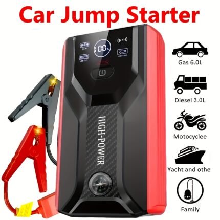 Portable Car Jump Starter Portable Car Jump Starter Kit, Mobile Power, LCD Display - Wireless Emergency Battery Charger, Convenient to Use At Any Time