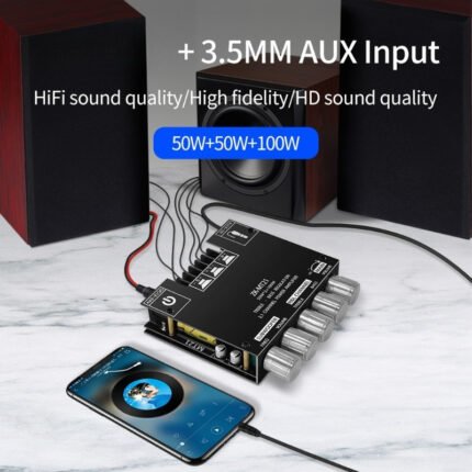 2.1 Channel Audio Power Amplifier Board 50W×2+100W with Treble and Bass Control for DIY Speaker Home Theater, Speaker Upgrade, Professional Board, Precision Engineering, Treble Adjustment, Music Lovers