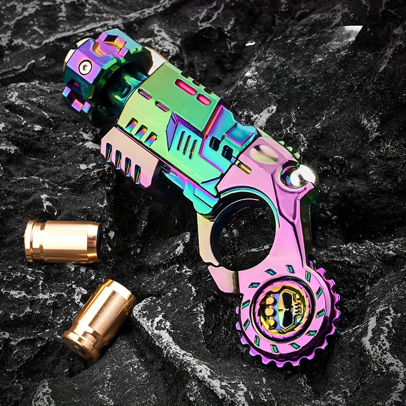 d3860a80-1bdf-496b-b65d-5012be0e7d94.jpg 5-in-1 EDC Fingertip Toy with Gyro Shooting Mechanism & Bullet Launcher - Fidget Spinner, Launcher & Launcher with Realistic Gun Replica Design, Foldable Compact for Adults, Men, Office & Home - Christmas/Birthday Gift for Focus & Anxiety Relief (Black) - Compatible with.177 BBs (Sold Separately) - Image 1