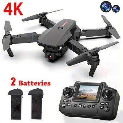E88 PRO MAX Drone, Equipped With 4K Dual Cameras, Visual Remote Control With Display Screen, Two Batteries, Brushless Motor And Obstacle Avoidance Function, One Health Return, LED Lights, Foldable Quadcopter Drone, Equipped With Maintenance Tools And Spare Spiral Blades, USB Rechargeable Battery, 4K Video Wi Fi, Suitable For Beginners, Ideal Gift For Easter!