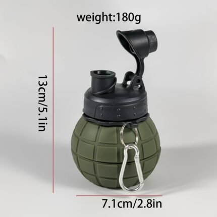 Creative Grenade-Shaped Silicone Collapsible Water Bottle - 20.29oz Large Capacity, Leakproof & Portable with Carry Strap, 4 Colors (Black, Pink, Green, Grey) for Hiking, Cycling, Travel, Outdoor Sports - Durable, Lightweight, Spill-Proof Design, Hiking Gear, Adventure Accessories, Macaron Color, Durable Construction, Highquality Material, Hydration Solution, Fitness Lovers