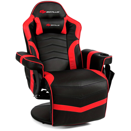 1pc Heavy-Duty Ergonomic Massage Gaming Recliner Chair with 8-in-1 Massage Modes, 4-in-1 Massage Points, PU & Foam Cushion, 360° Swivel & Reclining Mechanism, Cup Holder & Pillow - Heavy Duty Metal Frame, 264.5 lbs Weight Capacity, Red/Black Racing Chair for PC, Console, Streaming - Ideal for Gamers & Home Office Use (Multi-Color Options Available) - Manual Control System