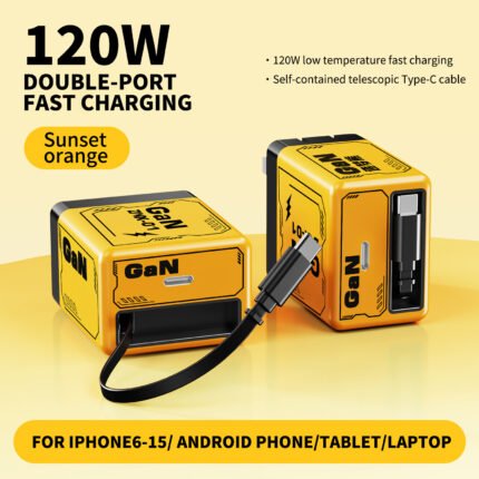 120W Dual USB-C Fast Charging Adapter - High-Power Charger for Xiaomi, for iPhone, for Samsung for S23/S22, MacBook Pro 16 & More, Intelligent Dual Current Distribution, Rechargeable Lithium Polymer Battery, USB Charging, ≤36V Operating Voltage, Wall Charger for High-Power Devices, Fast Charging Adapter | Dual Port Charger | USB Charging Adapter, Fast Charging Station