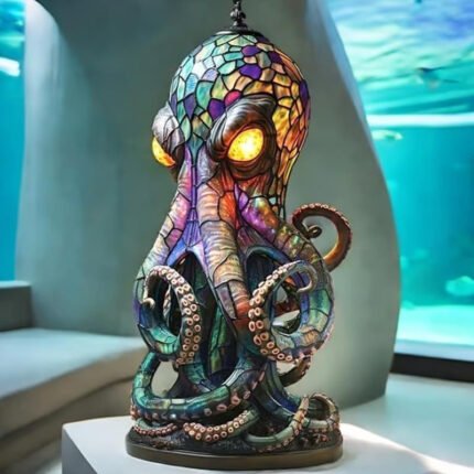 Extra Large or Large Octopus Table Lamp - Glowing Eyes, Standing or Tabletop Desk Light with Tentacle Design - Modern Bohemian Decor for, Bedroom, Office - Unique Marine-Themed Fixture - Resin (9.8"/5.9" Sizes Available) - Ideal Gift for Ocean Lovers, Room Decor, Bedroom Furniture, Rugs For Bedroom, Room Decor Bedroom, Room Decoration For Men, House Decor, Teenage Room Decor, Area Rugs, Furniture For Bedroom, Cool Rugs, Hamper, Decorations For Bedroom, Room Dividers,