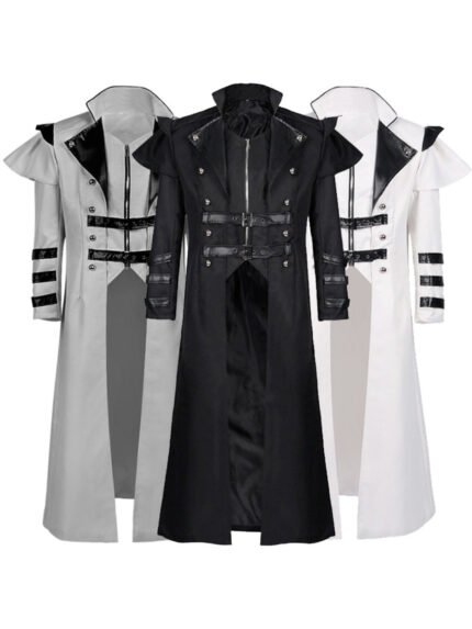 New Halloween Medieval Vintage Palace Banquet Costume Zipper Split Long Trench Coat Stage Performance Costume Suitable for Holiday Parties Masquerades, Highquality Fabric, Detailed Embellishments