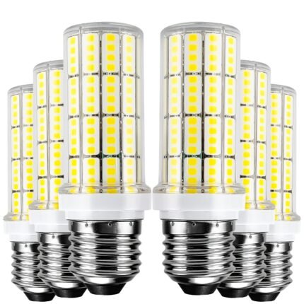 6pcs LED Corn Light Bulb 2500 Lumen 5000K Cool Daylight White 20W E26/E27 Base Ceiling Fan Led Light Bulb For Home Garage Warehouse Indoor Outdoor Led Corn Bulb