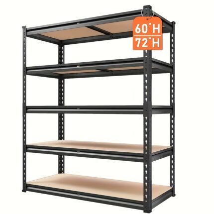 [Heavy Duty Shelving] Heavy Duty 5 Tier 2000LBS Metal Shelving Units | 72"H/60"H Garage Shelving Storage Shelves, Adjustable Metal Shelving Unit for Garage Shelves Utility Rack Shelf for Basement Pantry Closet Shelves, Black, Utility Shelves, Shelves for Garage, Metal Storage Shelves, Storage Shelves Garage, Shelf Rack, Shelf Storage, Home Organization, Sturdy Shelves, Spacesaving Storage, Reinforced Construction, Highcapacity Shelving, Storage Solutions, Shelving System,