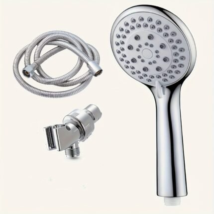 A Set of Three Adjustable Handheld Showerheads Featuring High-Pressure Spray, Fine Mist, And a Concealed Bracket - Includes Hose And Arm Support, American Style, Durable Plastic Construction, Suitable for Modern Bathroom Aesthetics, Shower Accessory Set | Modern Bathroom Style | Flexible Nozzle Design