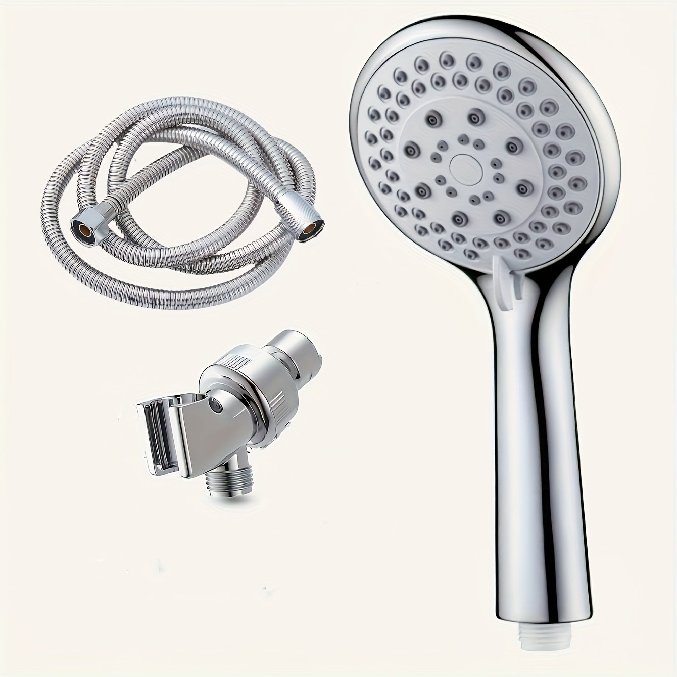 d7f995d9-4e42-4c30-aa02-9414177adaab.jpg A Set of Three Adjustable Handheld Showerheads Featuring High-Pressure Spray, Fine Mist, And a Concealed Bracket - Includes Hose And Arm Support, American Style, Durable Plastic Construction, Suitable for Modern Bathroom Aesthetics, Shower Accessory Set | Modern Bathroom Style | Flexible Nozzle Design - Image 1