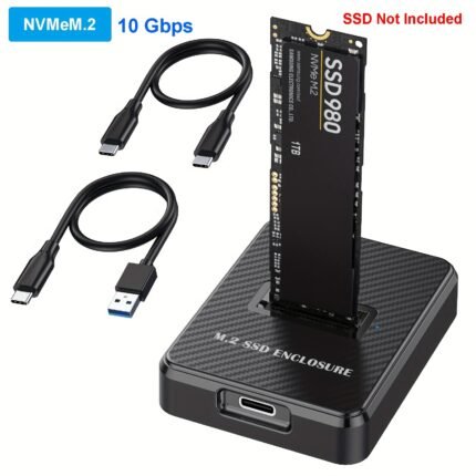 M.2 NVME SSD Enclosure, USB to NVME Reader Writer, 10Gbps USB 3.1 Type C External SSD Adapter Case for M Key, B+M Key, Supports Size 22110 2280 2260 2242 2230 SSDs