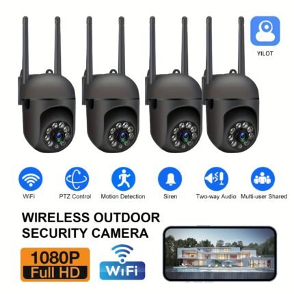 2/4/6Pcs-FULL HD 1080P WIFI Surveillance Camera, Indoor And Outdoor Long Range FULL HD Night Vision Camera, 355 Degree Intercom Home Security Camera, 2.4G Home Security System, AI Mobile Detection, Two-Way Audio, Color Night Vision, Home Surveillance Security System