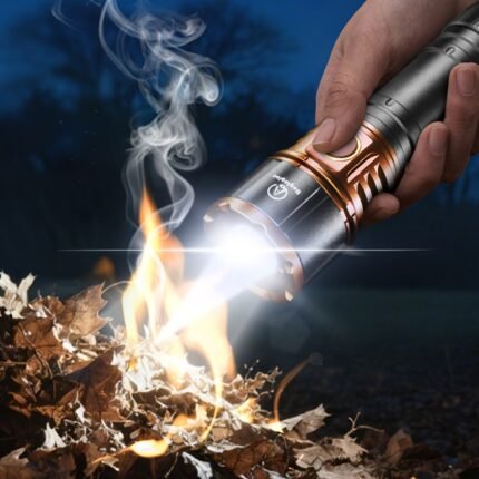 A Fire-starting Aluminum Alloy Flashlight with High Lumens, 21700 Lithium Battery, Long-lasting Power Supply, Suitable for Outdoor Survival, Camping, Fishing, Power Outages, And Night Cycling., Camping Light, Power Outage Solution, Survival Equipment, Durable Build, Lightweight Flashlight, USB Rechargeable, Reliable Performance, LED Torch, Bright LED Light, Longdistance Illumination, Hiking Gear, Adventure Equipment Buyers, Survivalists And Outdoor Outleta together