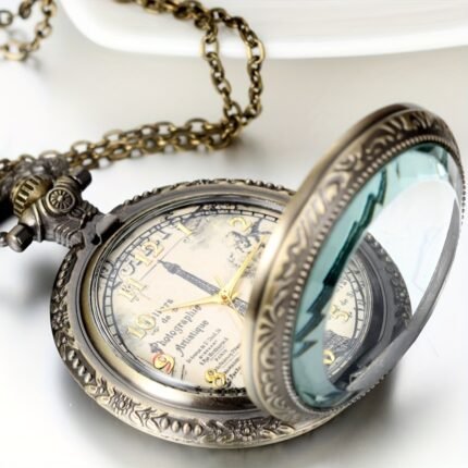 JEWELRYWE Vintage Roman Numeral Watch Necklace - Antique Bronze Finish, Quartz Movement, Intricate Design with Butterfly & Eiffel Tower Motifs, Perfect for Men'S Fashion, Christmas, Valentine'S Day, Thanksgiving, Gift for Him | Vintage Style | Alloy Case, Jewelry