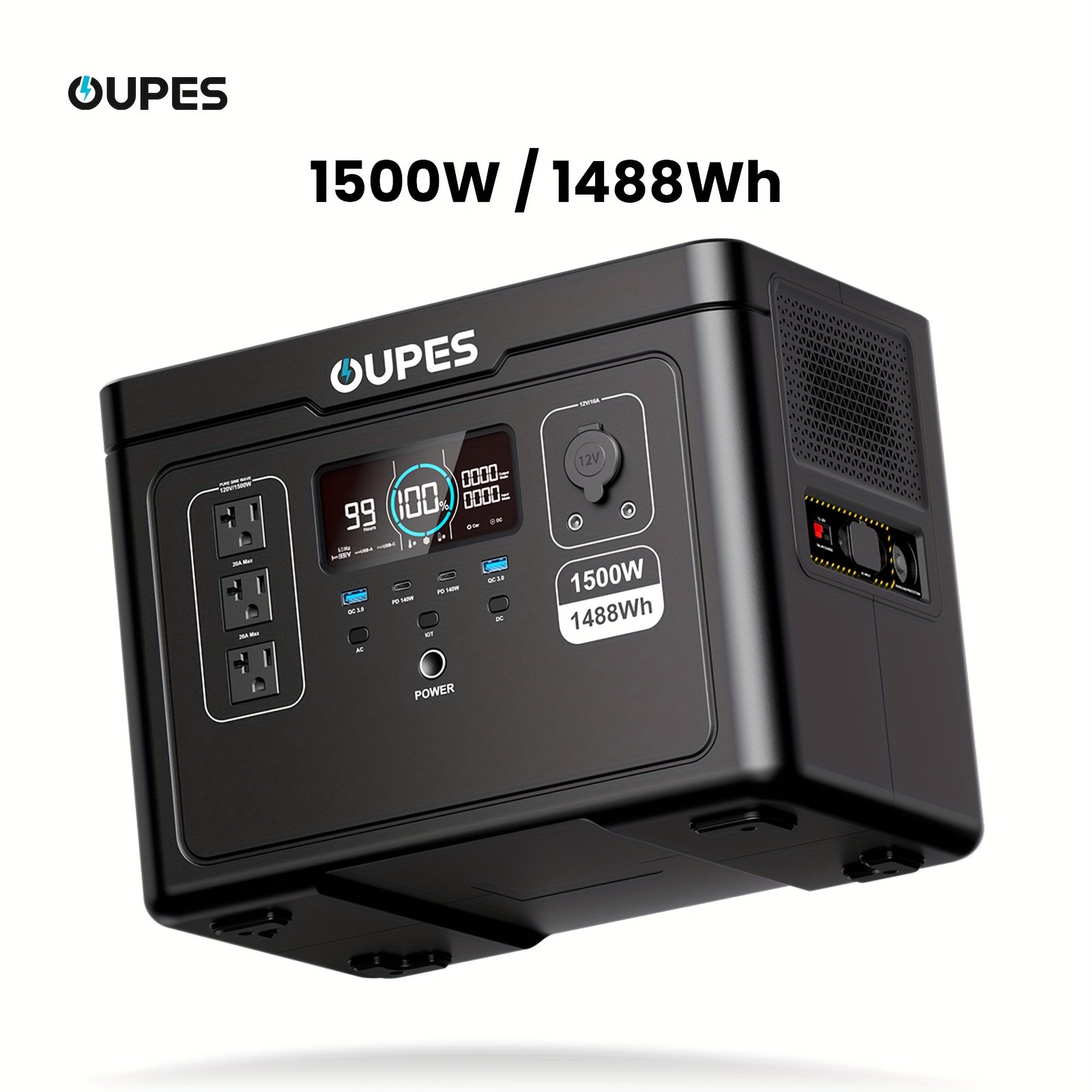 db00335b-1b77-44fc-8e5a-b5a70f53f075.jpg OUPES 1500W, 1488Wh Portable Power Station Exodus 1500, APP Control, LiFePO4 (LFP) Battery, 140W USB-C, 1500W AC (3600W Surge), 30.5 Lbs Solar Generator for RV, Off-Grid Living - Image 1